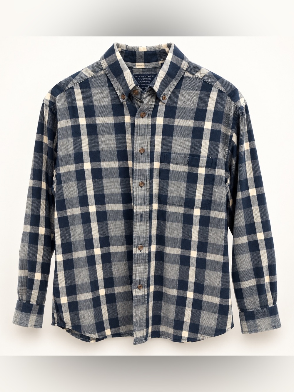 Roundtree & Yorke Outdoors Mens M Portuguese Flannel Plaid Shirt Cotton
